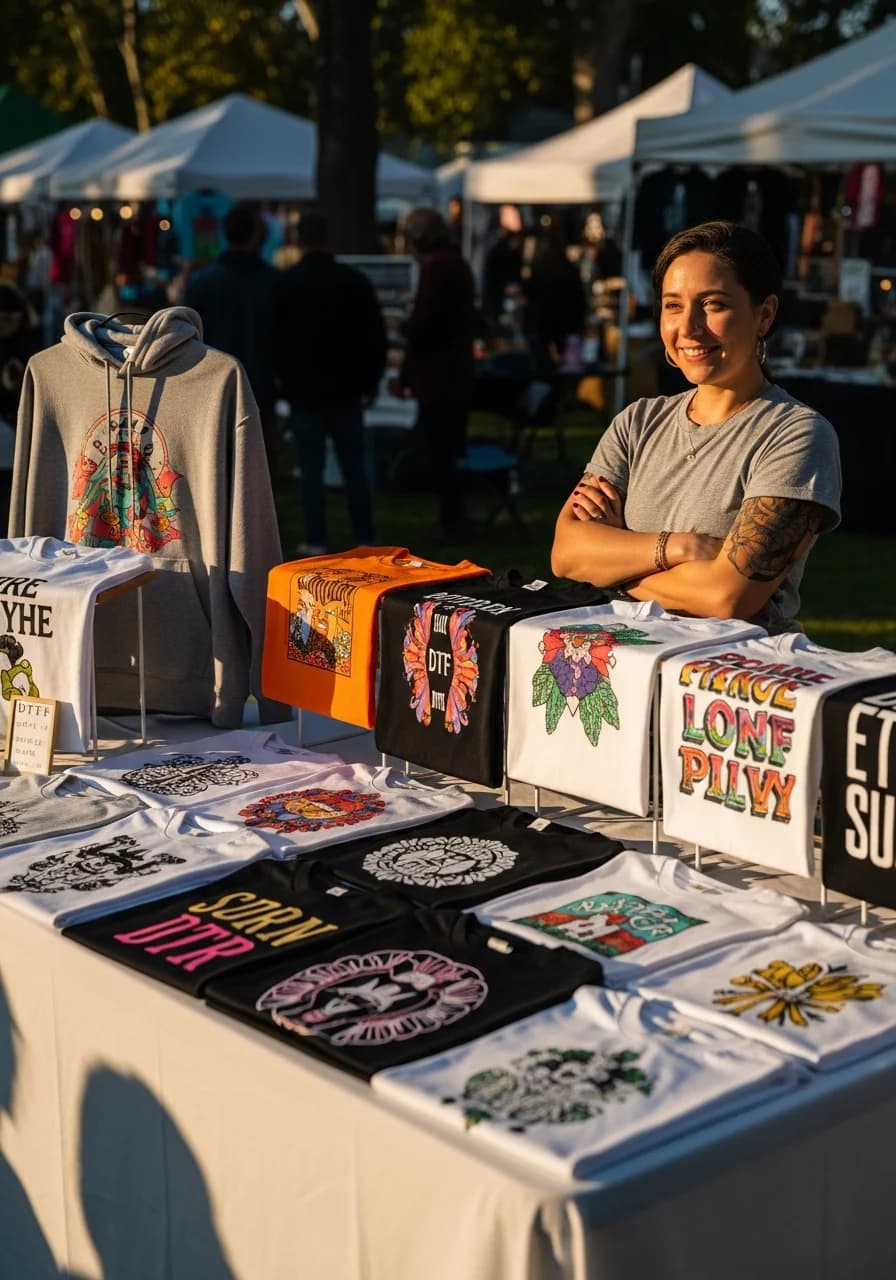 DTF printed products at craft fair