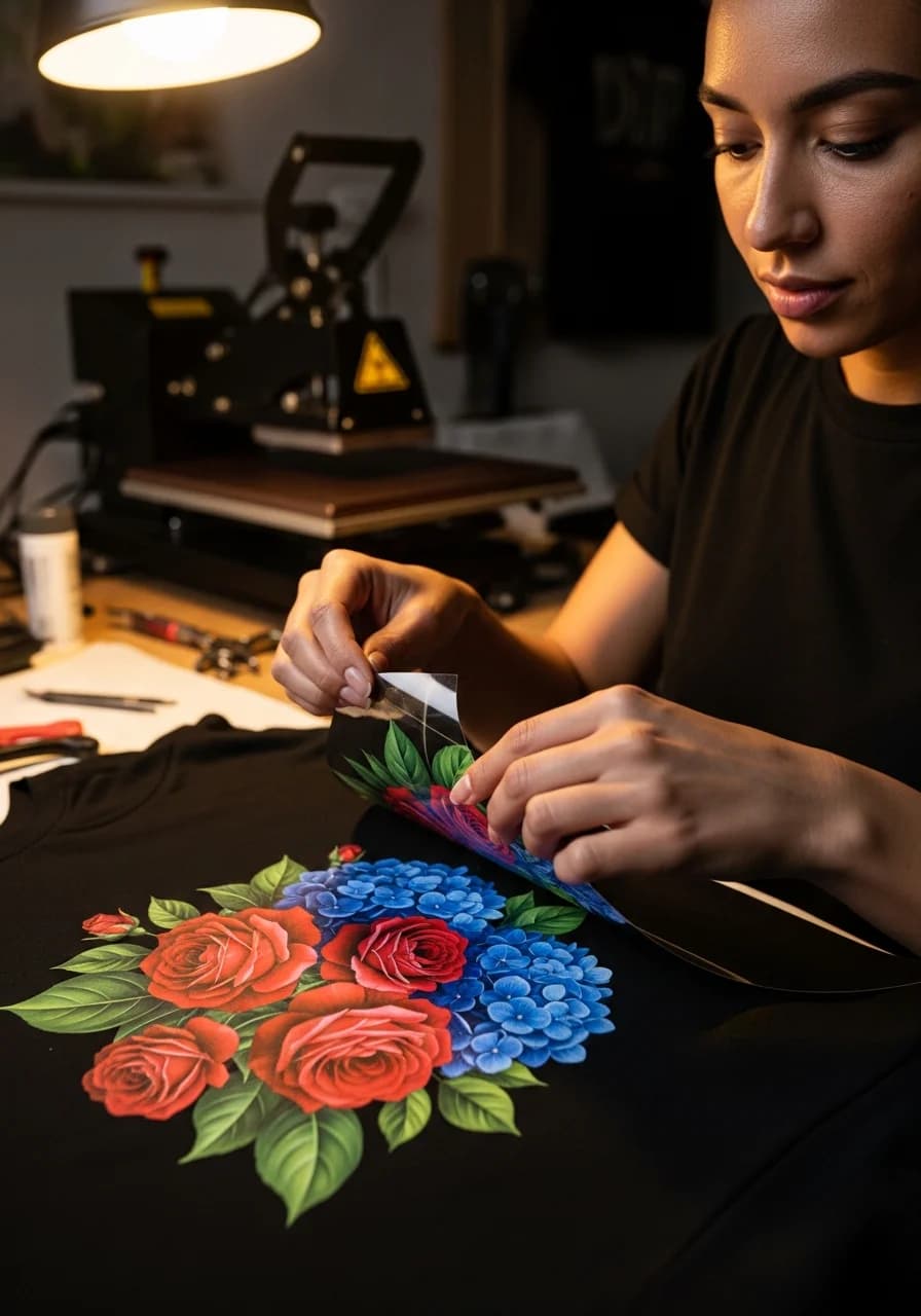 Peeling DTF transfer off t-shirt