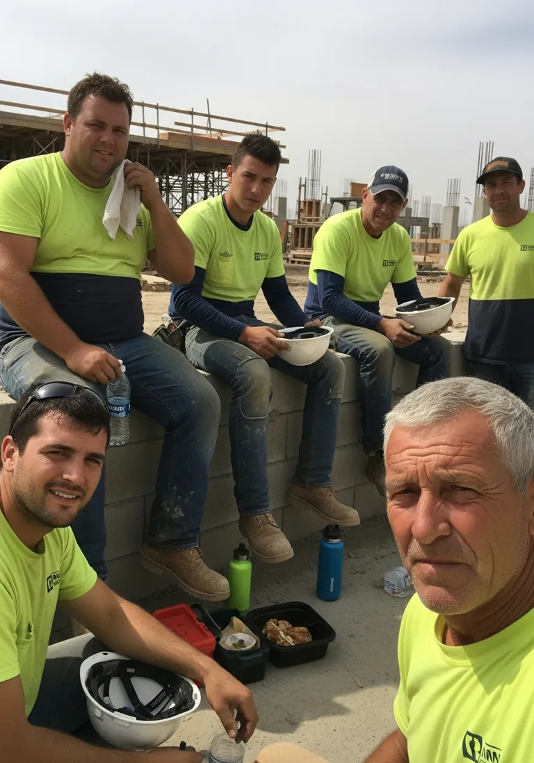 Construction crew with custom work shirts
