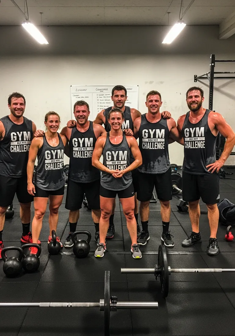 Gym members working out in matching custom printed fitness shirts