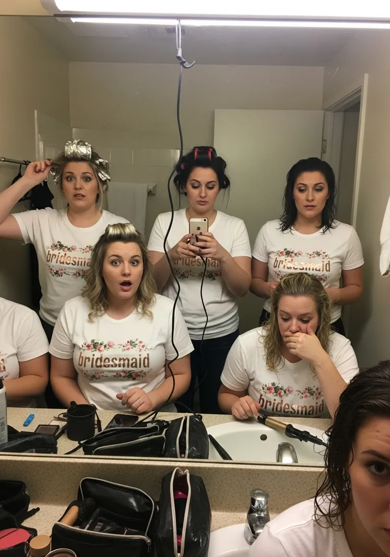 Wedding party with custom printed shirts